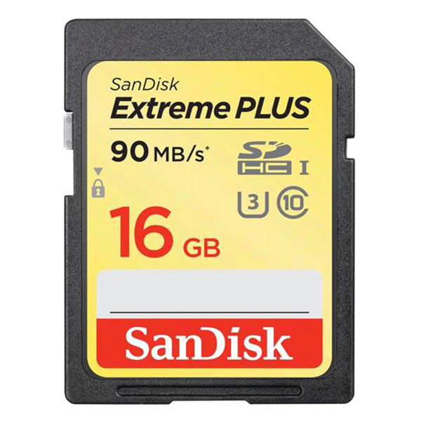 SanDisk 16GB Extreme PLUS SD Card (SDHC) UHS-I U3 - 90MB/s