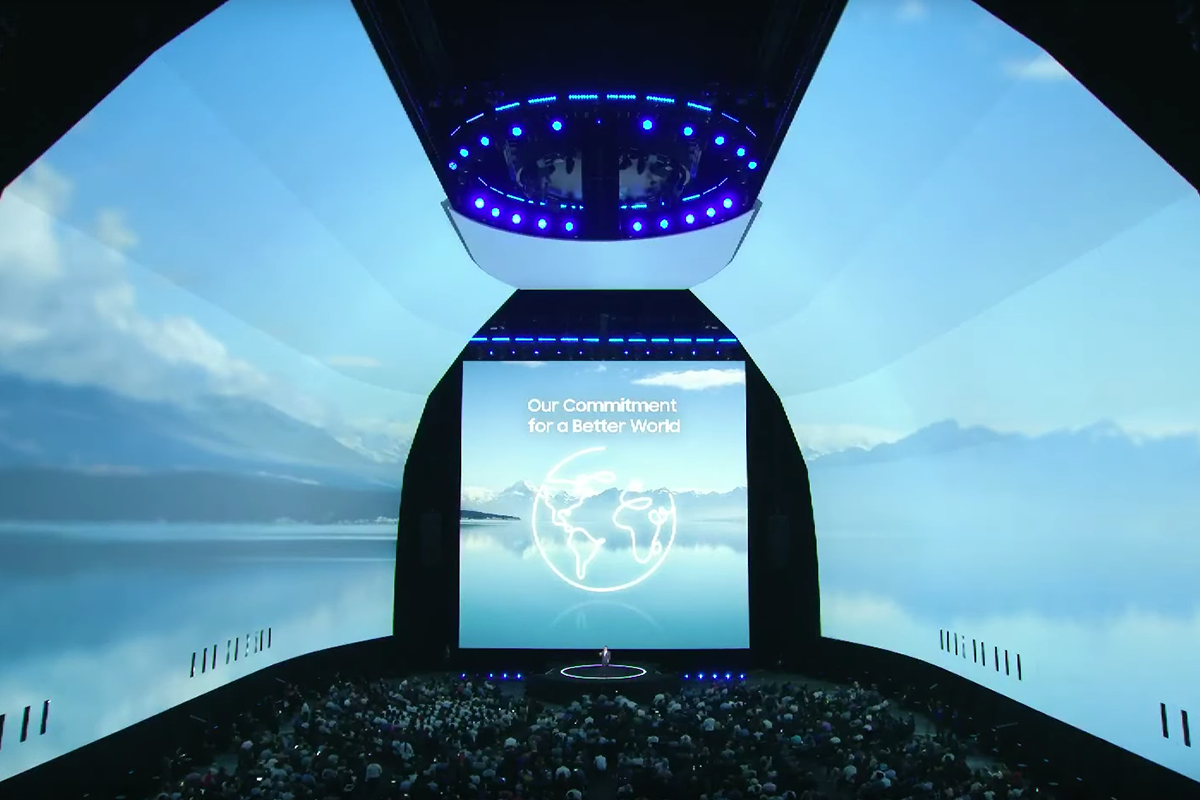 Samsung discussing their Sustainable Development Goals at the Unpacked Event 2019 | Photo Samsung