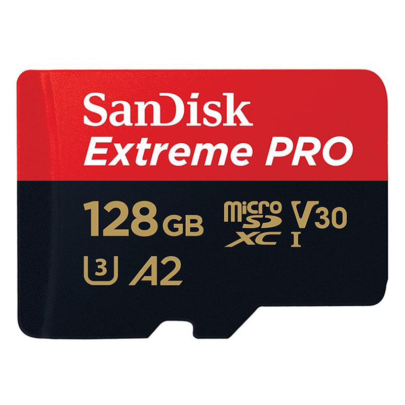 SanDisk 128GB Extreme Pro V30 Micro SD Card (SDXC) A2 UHS-I U3 + Adapter - 170MB/s