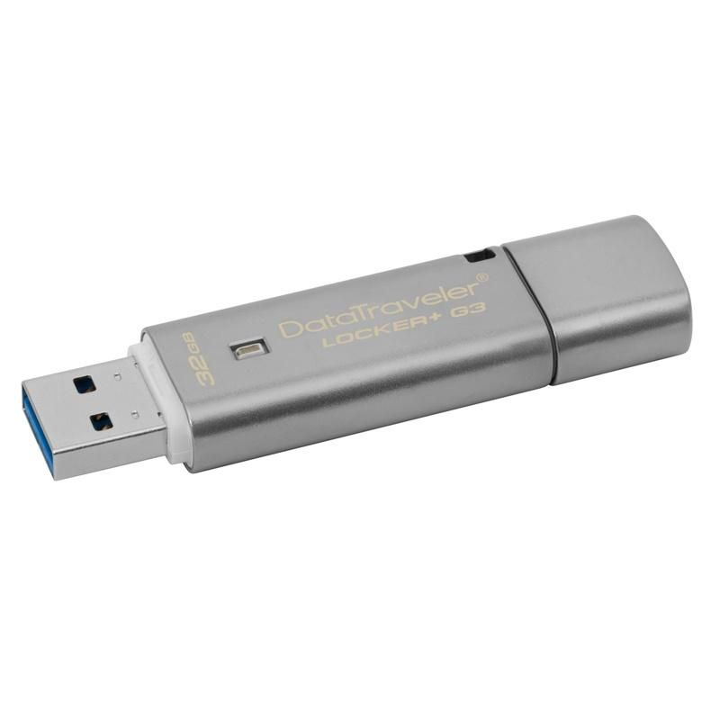 Kingston 32GB DataTraveler Locker+ G3 USB 3.0 Flash Drive + Cloud Back-Up - 135Mb/s