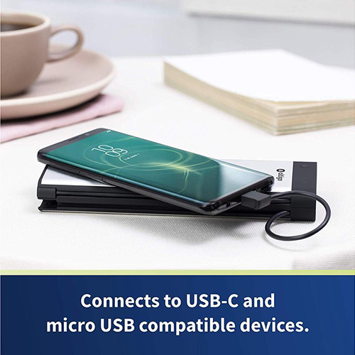 Side view of Altigo 20000mAh Power Bank with Built-In Micro USB & USB-C Cables