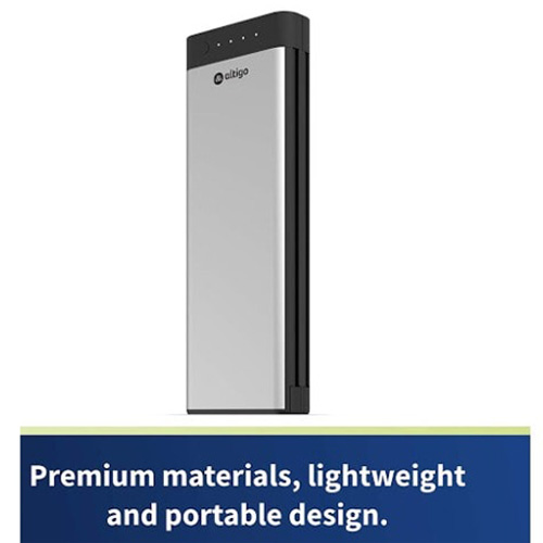 Side view of Altigo 20000mAh Power Bank with Built-In Micro USB & USB-C Cables