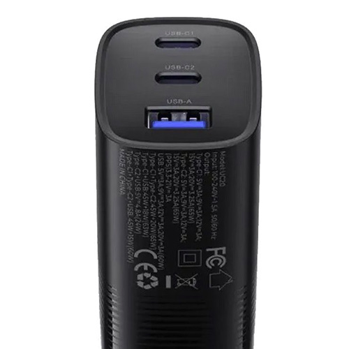 Side view of HAVIT UC20 65W USB-C Fast Charger - Black