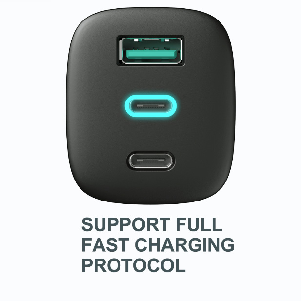 Side view of HAVIT UC20 65W USB-C Fast Charger - Black