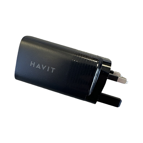 Side view of HAVIT UC20 65W USB-C Fast Charger - Black