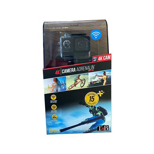 Side view of T'nB Full HD 1080p 4K WiFi Action Camera with Waterproof Case - Black