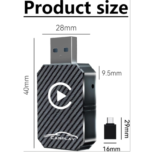 Side view of Wireless CarPlay Adapter - Black