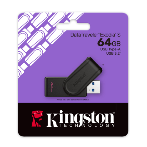 Side view of Kingston 64GB DataTraveler Exodia S USB Flash Drive