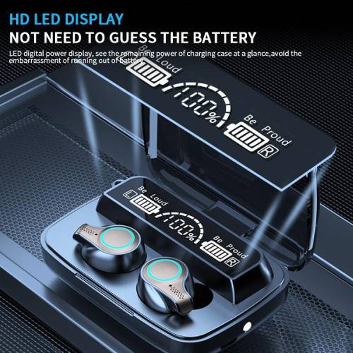 Side view of True Wireless Sports Bluetooth Earbuds with Charger Case