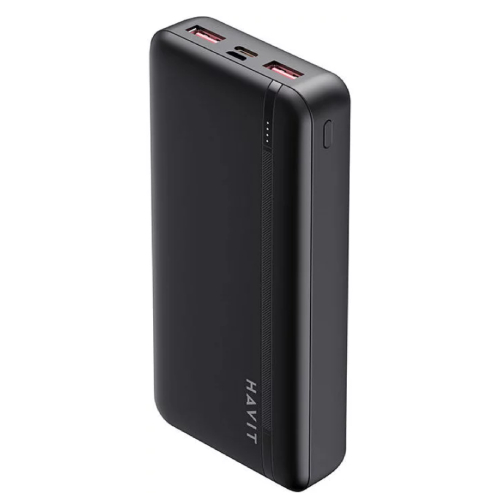 Side view of HAVIT 20000 mAh Power Bank Iphone 15 /16 PB92 - Black