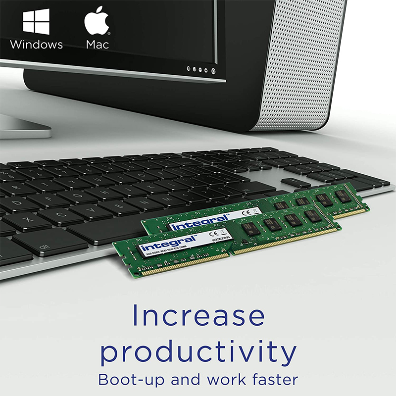 Side view of Integral 16GB (2x 8GB) 1600MHz DDR3 DIMM PC Memory Module Kit