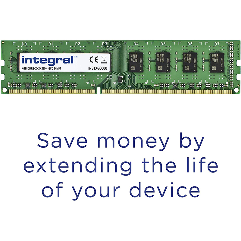 Side view of Integral 16GB (2x 8GB) 1600MHz DDR3 DIMM PC Memory Module Kit