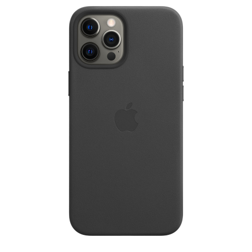 Side view of Apple iPhone 12 Pro Max Leather Case with MagSafe - Black (Open Box)