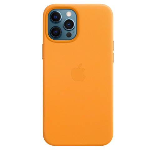 Side view of Apple iPhone 12 Pro Max Leather Case with MagSafe - California Poppy
