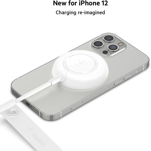 Side view of Belkin 18W MagSafe Compatible Wireless Charger - White