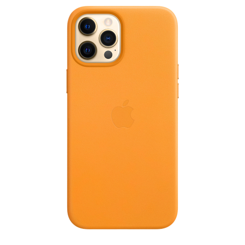 Side view of Apple iPhone 12 Pro Max Leather Case with MagSafe - California Poppy