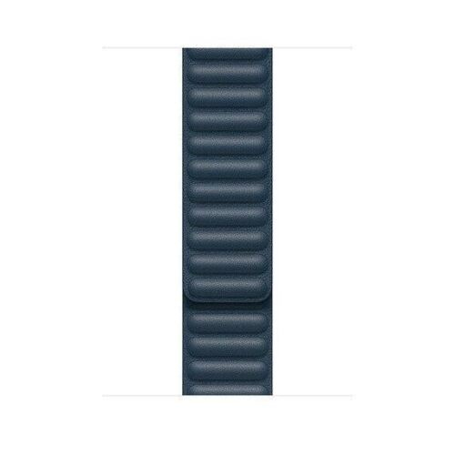 Side view of Apple Official Watch Leather Link Band 44mm - Baltic Blue