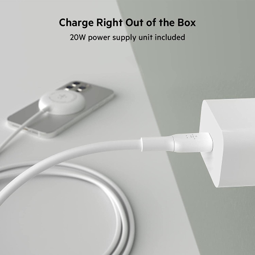 Side view of Belkin 18W MagSafe Compatible Wireless Charger - White