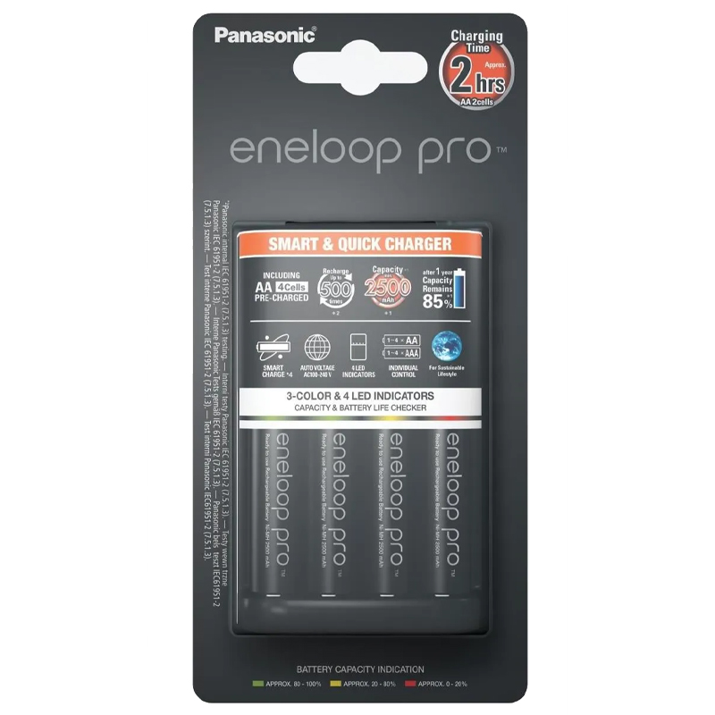 Panasonic Eneloop Quick Charger + 4 AA x 2500 mAh Rechargeable-image-355450