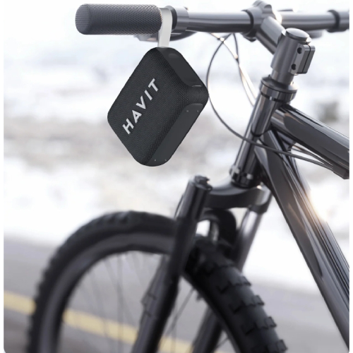 Side view of HAVIT SK874BT Portable Waterproof Wireless Speaker - Black