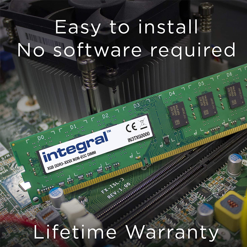 Side view of Integral 16GB (2x 8GB) 1600MHz DDR3 DIMM PC Memory Module Kit