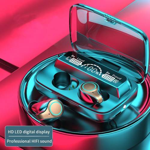 Side view of True Wireless Sports Bluetooth Earbuds with Charger Case